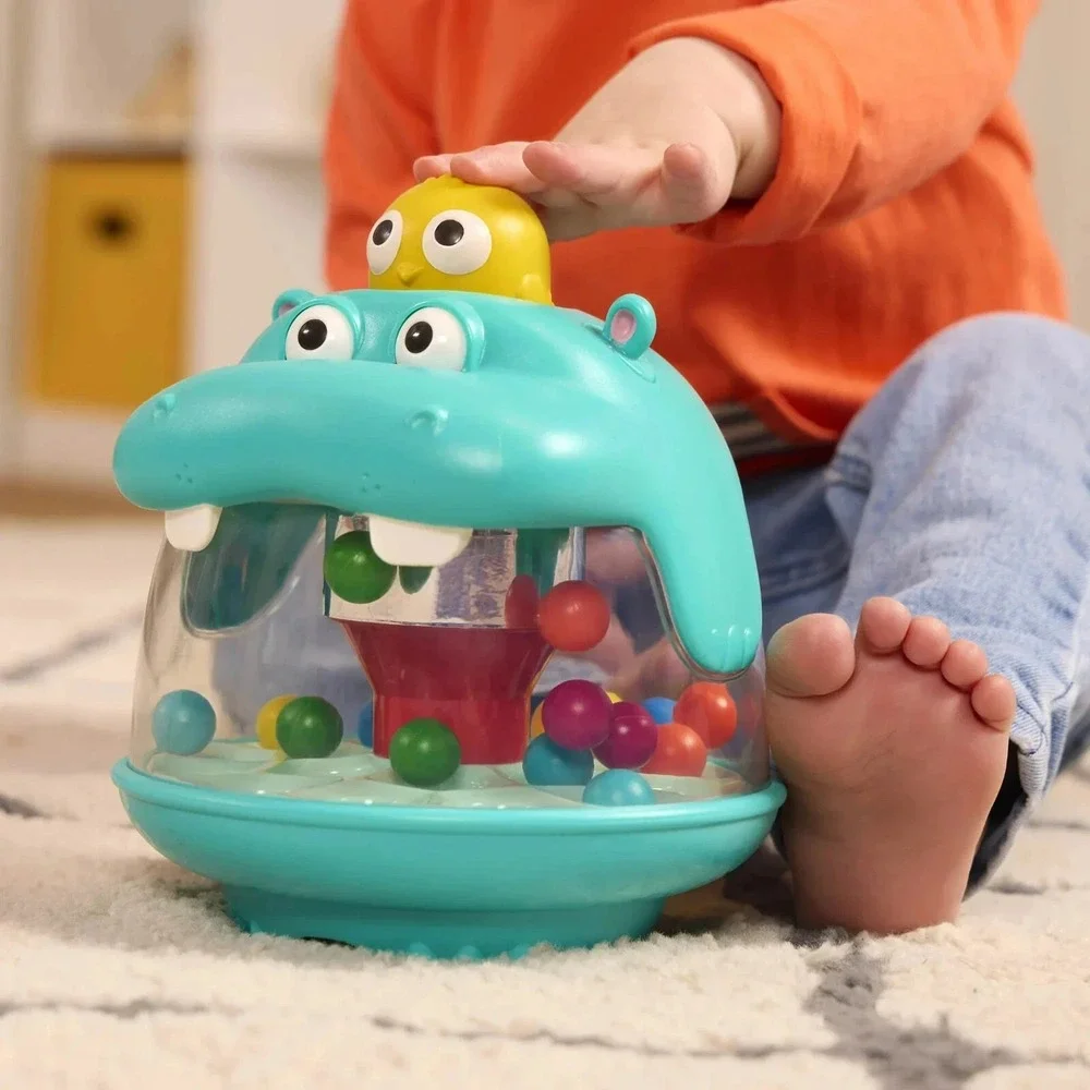 Battat Party Pop Hippo Ball Popping Toy with 18 Colorful Balls, Baby and Toddler